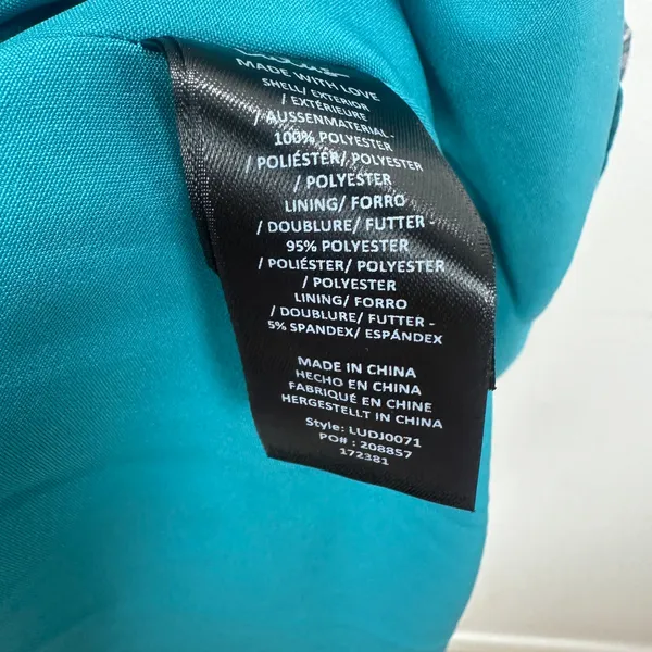 Lulus Juniva Teal Multi Abstract Print Pleated Bustier Midi Dress Cocktail S NWT - Image 8
