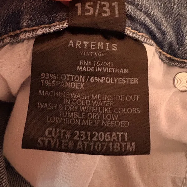 Artemis Vintage Flare Jeans 15/31 Light Wash Double Button High Rise Stretch‎ - Image 5
