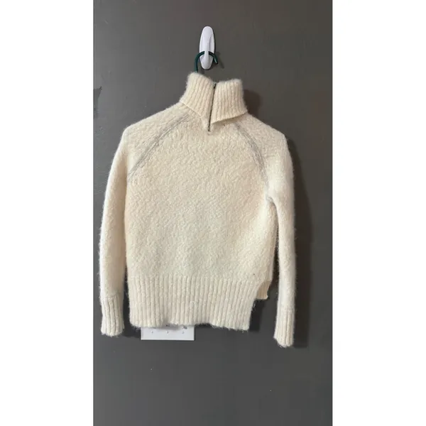 J.Crew Alpaca Merino Cashmere Blend Turtleneck Sweater Ivory‎ Cream Back Zip XS - Image 4