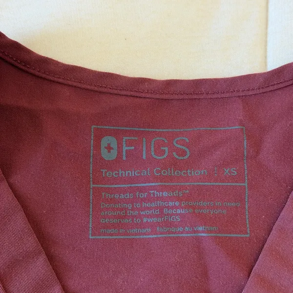 Figs Maroon V-Neck Scrub Top - Image 4