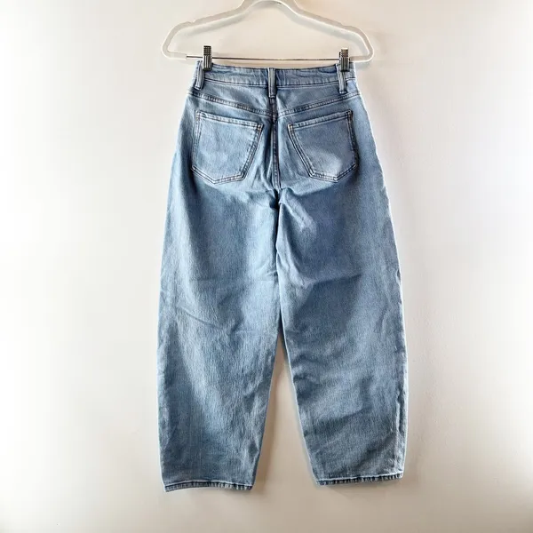 Quince Bella Stretch High Rise Barrel Jeans Organic Cotton Cool Blue 26 - Image 7