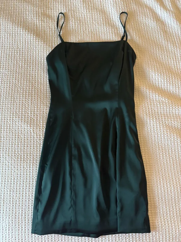 Aritzia Sunday Best Dress Mini Satin Green - Image 3