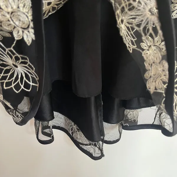 Zara Black Floral Embroidered Mesh Fit and Flare Sleeveless Dress Womens XS‎ - Image 2
