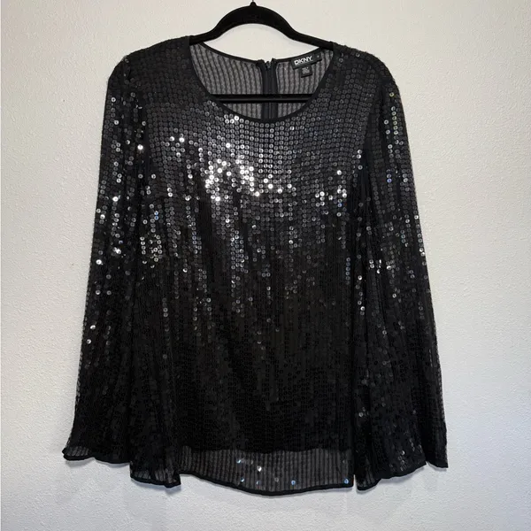 DKNY Black Sequin Women's elegant cape blazer - Image 2