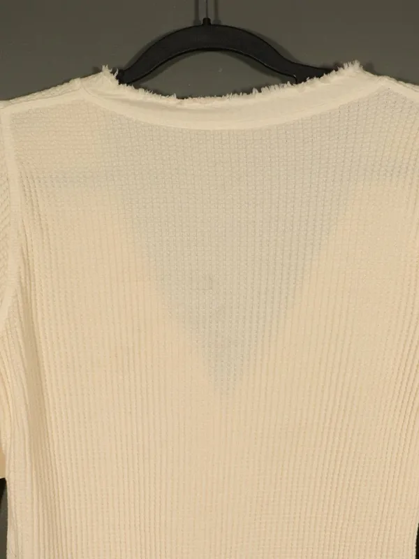 NWT Free People Long Sleeve V Neck Henley in Ivory Size Medium - Image 3