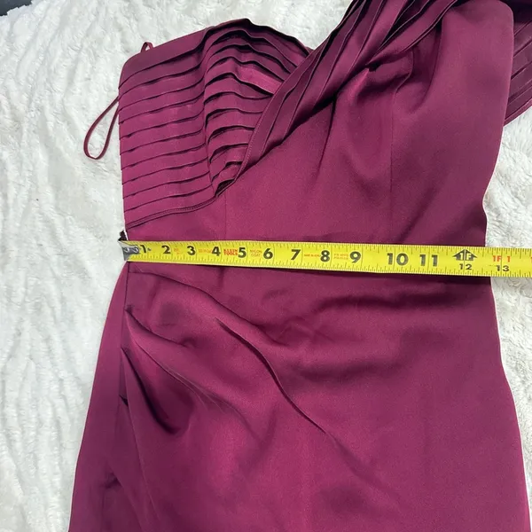 THEIA Gisela Burgundy One Shoulder Satin Midi Gown NWT Wedding Guest Sz 0 - Image 8