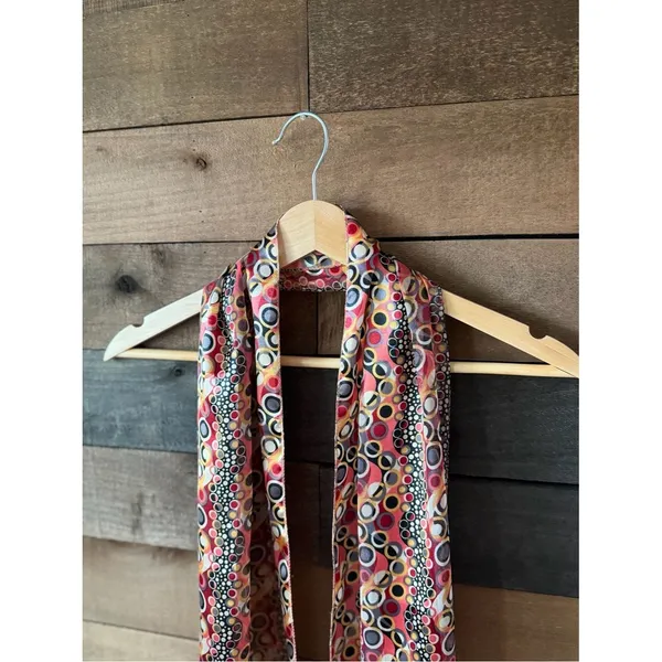 Y2K Mod Circle Print Skinny Scarf Retro Pink Geometric Neck Scarf - Image 4