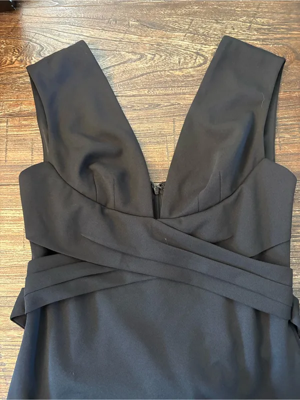 BHLDN Danica Dress Women 6 Black Excellent V-Neck Back Sash Tie Sheath Dress - Image 6