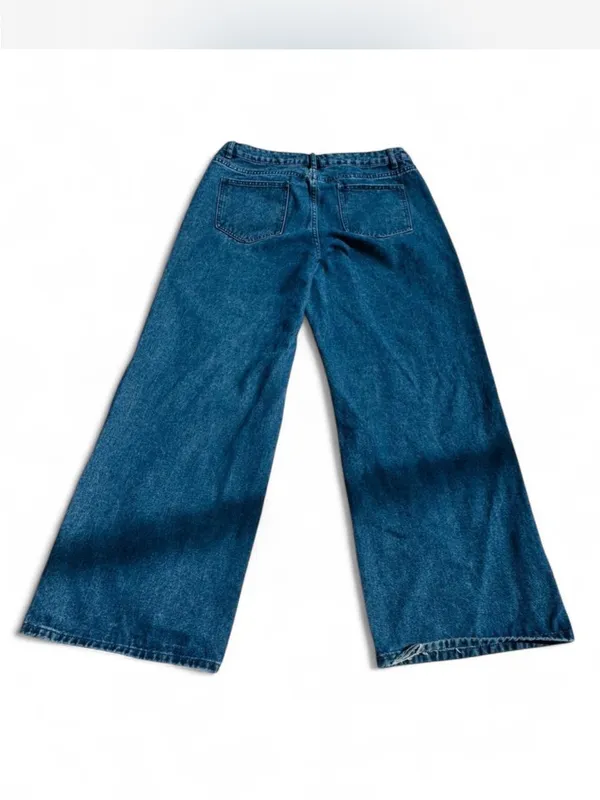 ASPHALT Wide Leg Jeans Large Blue Denim High Rise 90s‎ Wide Leg Vintage Wash L - Image 9