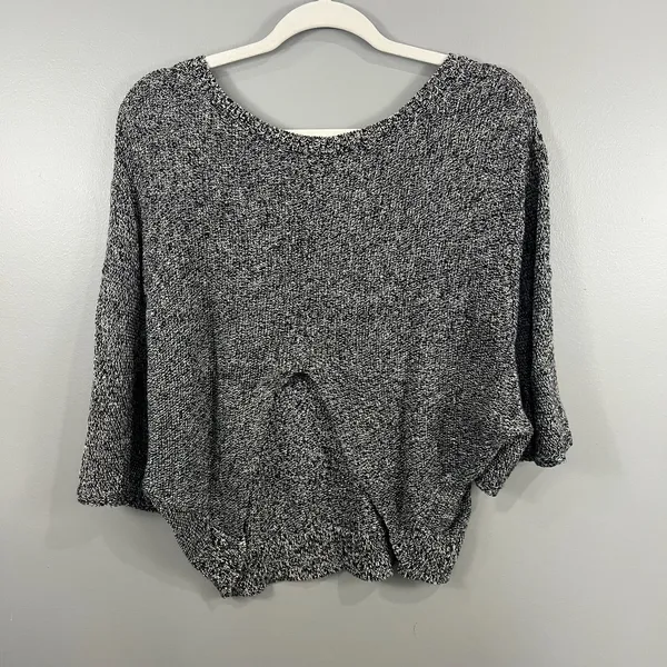 Free People Sweater Womens S Black Good Linen Blend Marled Open Back Dolman - Image 5