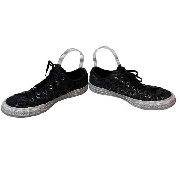 Converse All Star Low Top Sneaker Black Metallic Sparkle Women's Size 8 Grunge‎ - Image 3