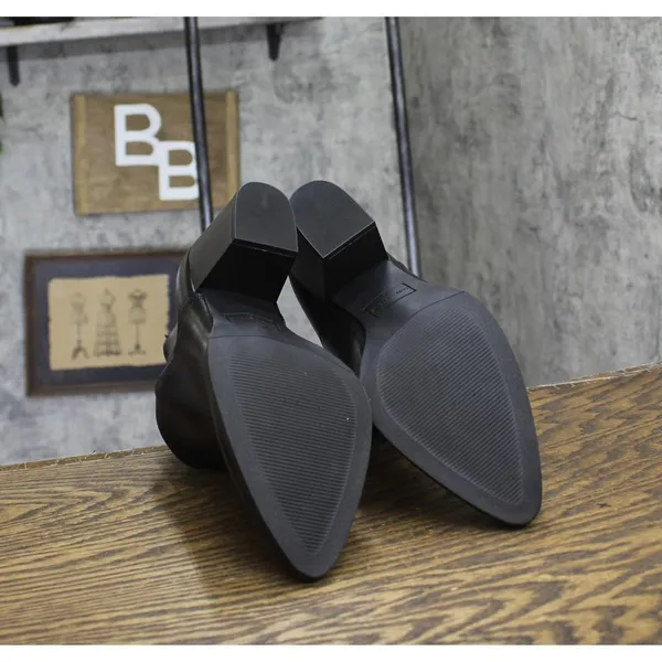 NEW Sun + Stone Womens Black V-Notched Sides Elizaa Pointed Toe Booties Black 8M - Image 8