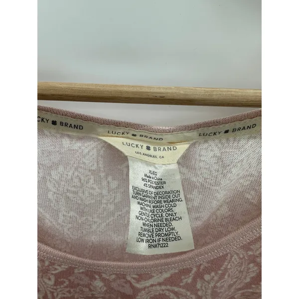 Lucky Brand Pajamas‎ Women XL Pink Cream Paisley Print Tank Top Drawstring Pants - Image 6