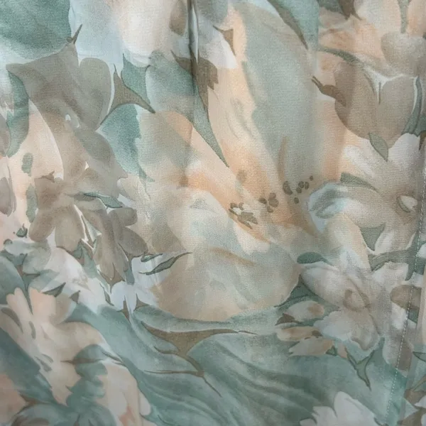 Romantic Floral Open Back Maxi Dress Peach Green Cream NWT M - Image 10