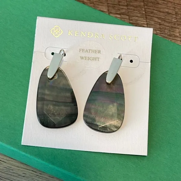 Kendra Scott Womens‎ Marty Mother-of-Pearl Drop Earrings Silver Black OS NWT - Image 4