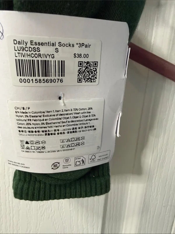 lululemon athletica Daily Essential Crew Socks - Cream, Green & Gray (3 Pack) - Image 2