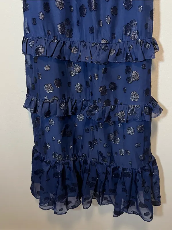MICHAEL Michael‎ Kors Women’s Navy Long Tiered Maxi Dress XS NWT Ruffle - Image 5