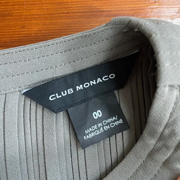 Club Monaco Fossil Green Micro Pleated Column Midi Dress Banded Waist Sz 00 💚🎀 - Image 13