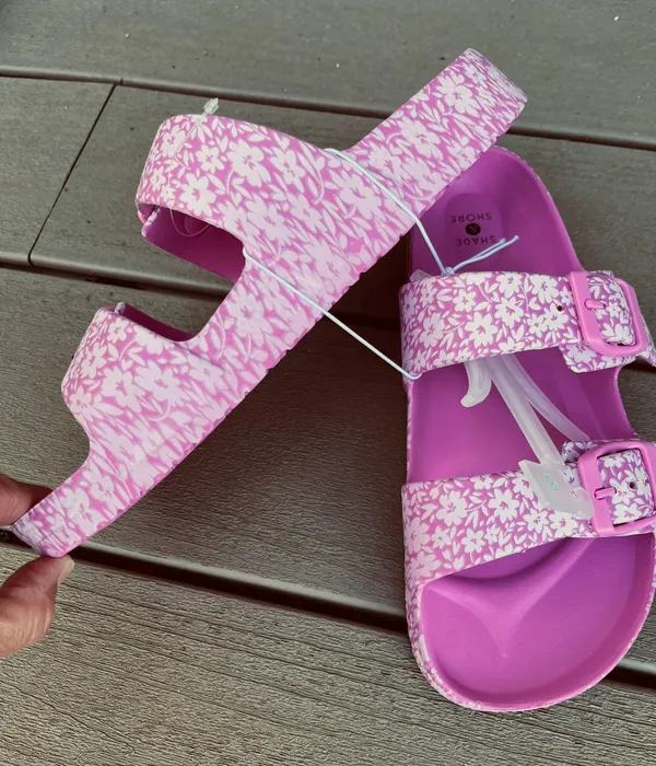 Sand & Shore Sandals Beach Shoes Pink Floral Slides Womens 8 - Image 7