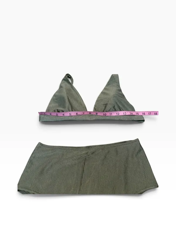 AERIE green shine rib high waisted cheeky bikini - Image 2