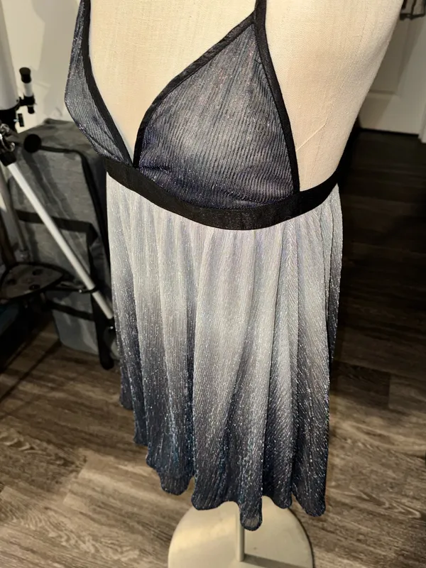 Show Me Your Mumu Metallic Ombre Eva Mini Dress Black Silver - Image 4