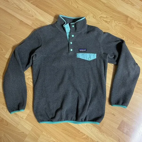 Patagonia Synchilla Snap-T Fleece Pullover Jacket Logo Gray Teal Women’s Size XS - Image 5
