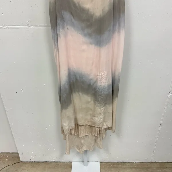 Boutique‎ Made In Italy Tie Dye Neutral High Low Sleeveless Maxi Dress Beige Med - Image 4