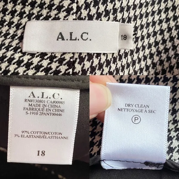 A.L.C.‎ James Pants Houndstooth Cotton Blend Black Cream Size 18 NWT - Image 8