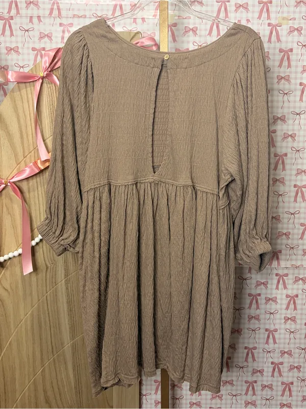 Free People Beach Get Obsessed Babydoll Dress XS Coastal Cowgirl Summer FP Brown - Image 2