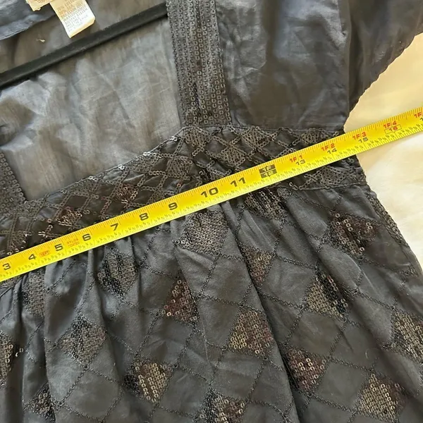 Gold Hawk Black Cotton Silk Black Mini Sequin Cocktail Evening Party Dress S - Image 5