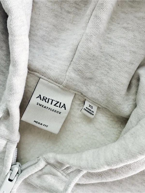 Aritzia Cozy Sweatfleece Mega Zip Hoodie Heather Cloud White - Image 8