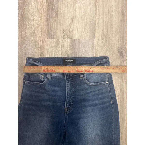 Social Threads Risen Jeans High Rise Wide Leg Raw Hem Medium Wash Size‎ 7/28 - Image 5