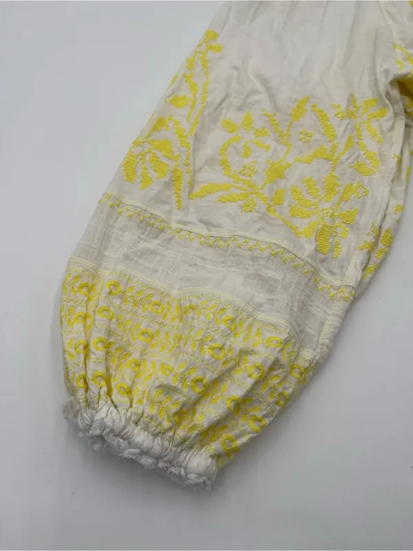 Free People Cotton Persuasion Embroidered Blouse Balloon Sleeve Oversized Large - Image 7