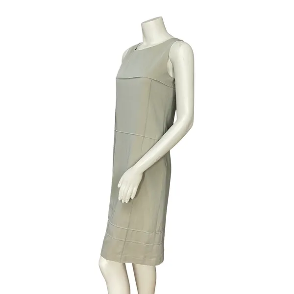 Shift‎ Dress Sleeveless Clean Lines Pintucks Mod Professional Office Neutral - Image 3