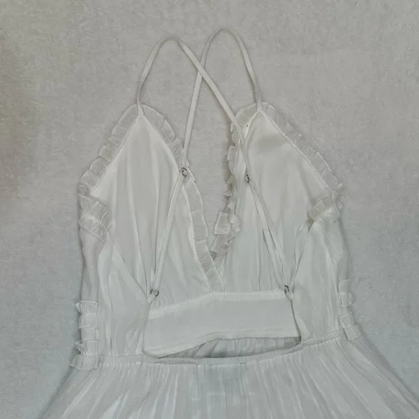 Aakaa White Ruffled Tiered adjustable Spaghetti’s Straps Mini Dress Size M - Image 10