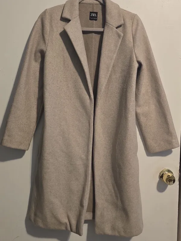 Zara Long Light Beige Trench Coat - Image 2