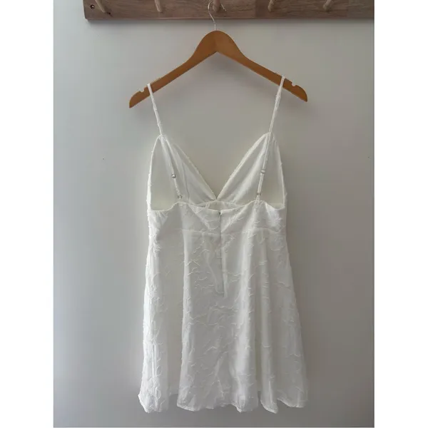 Lulus Mindful Muse White Floral Burnout Skater Mini Dress Size XL Bridal Beach - Image 5