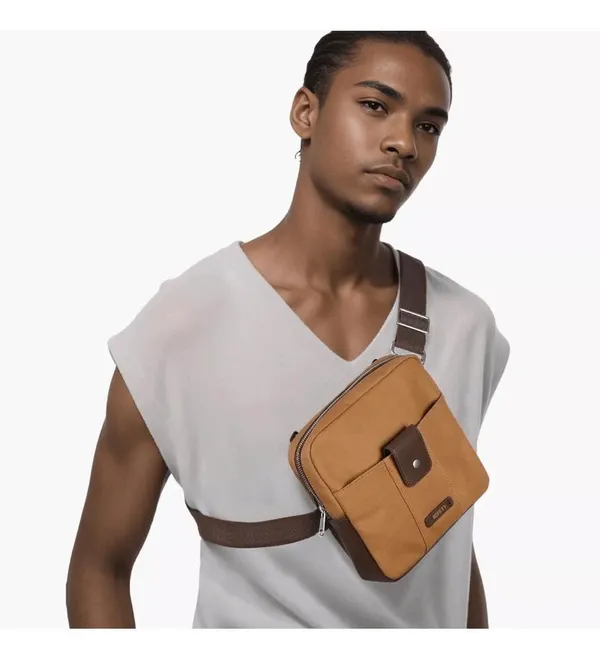 Riffty Small Crossbody Travel Duffle Bag Vintage Carry On Leather Canvas Shoulde - Image 8