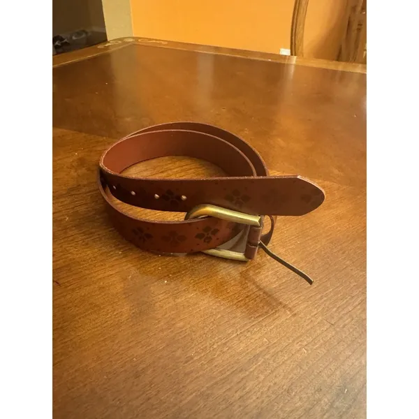 Patricia Nash Women's Vietri Brown Leather Belt Size Medium Logo Pattern - Image 2