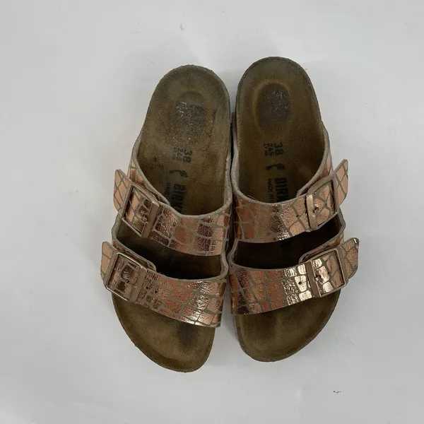 Birkenstock Arizona Gator Gleam Copper Two-Strap Comfort Sandal EU 38‎ US 7 - Image 3