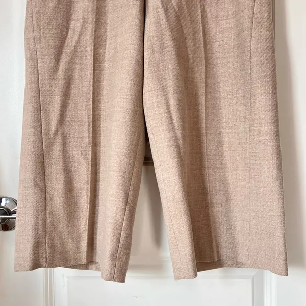 Zara Wool Blend Brown‎ Cropped Pants High Waist Straight Leg Trousers Small - Image 4