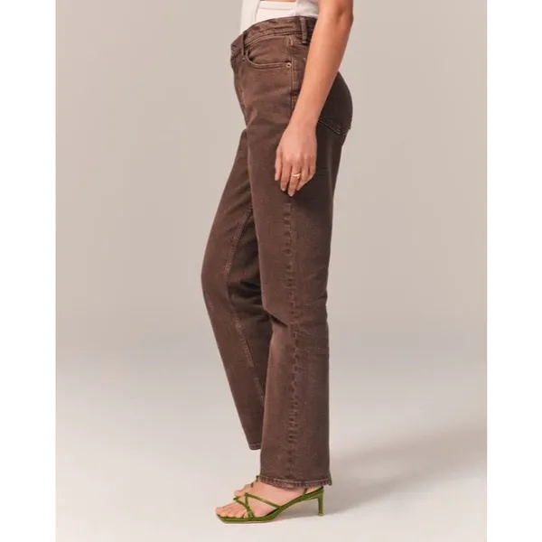 Abercrombie & Fitch Ultra High Rise 90s Straight Leg Jean Size 25 Washed Brown - Image 9