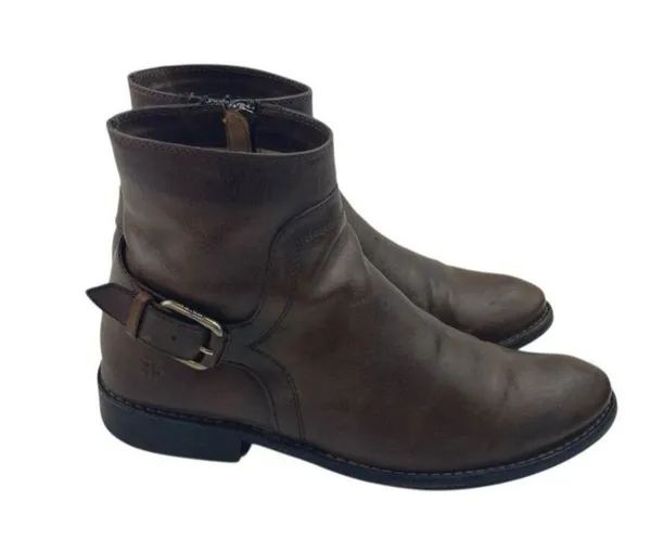 Frye Shirley Booties Women’s Size 6.5 Brown Leather Ankle Zip Distressed Cowgirl - Image 5