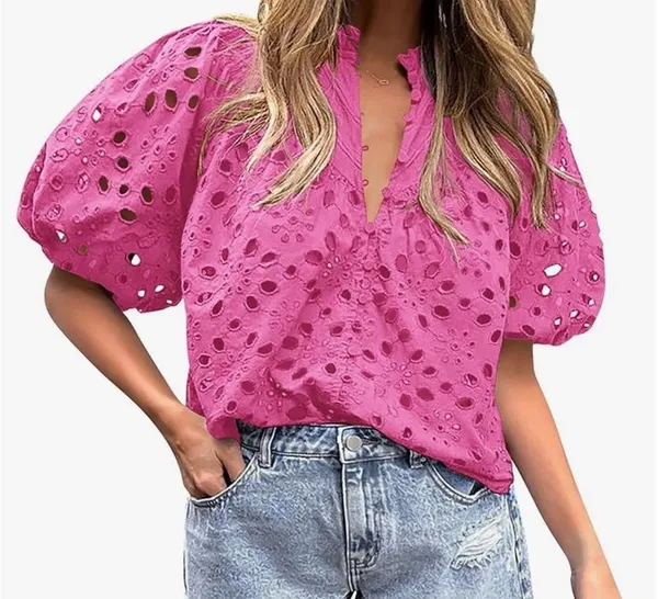PrettyGarden Women’s Hollow Out Lace Embroidered Blouse - Image 3