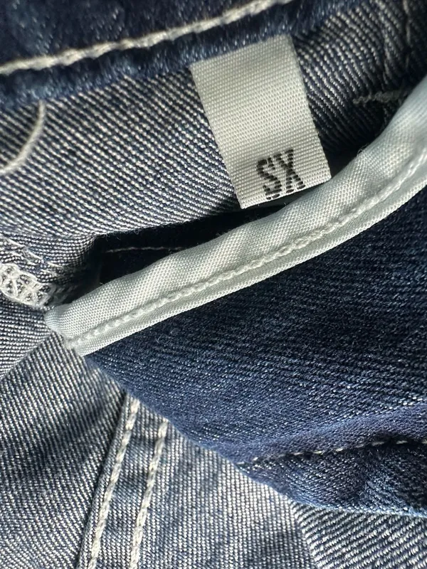 High Waist Front Pocket Crop Wide Leg Jeans Dark Wash Size SX - Image 3