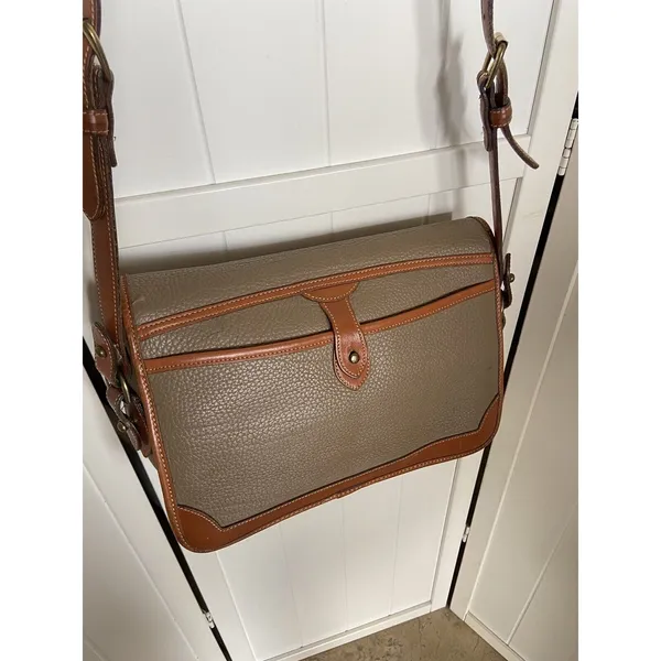 Dooney & Bourke Taupe Brown Purse Handbag Tote All Weather Leather USA‎ Vintage - Image 11