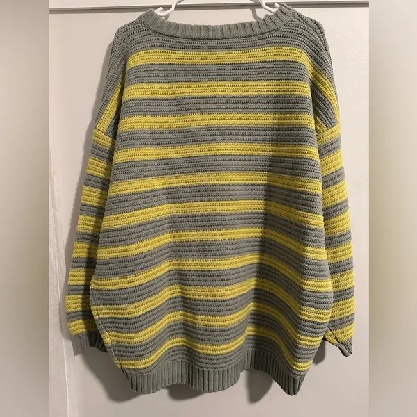Free People Links Sweater M Crewneck Knit Oversized Striped Slouchy Heavy Boho - Image 4