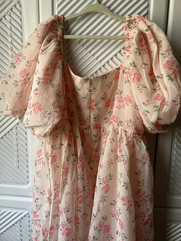 Handmade Puff Sleeve Floral Dress - Image 7