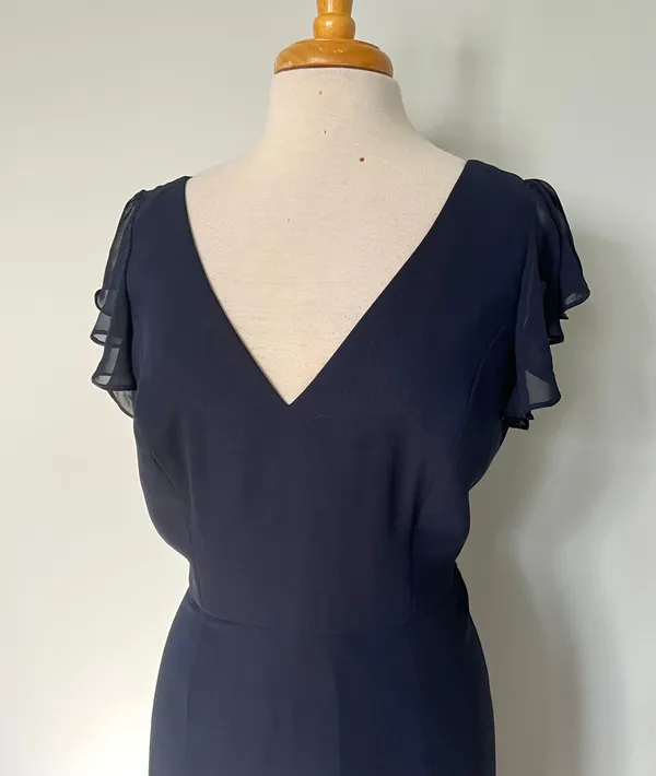 Dessy After 6 Midnight Navy Blue Chiffon Bridesmaid Formal Prom Dress - Image 5