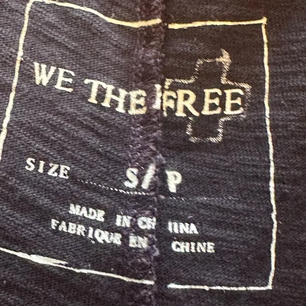 Free People nwot‎ black long sleeve cotton shirt purple stitching size a - Image 7